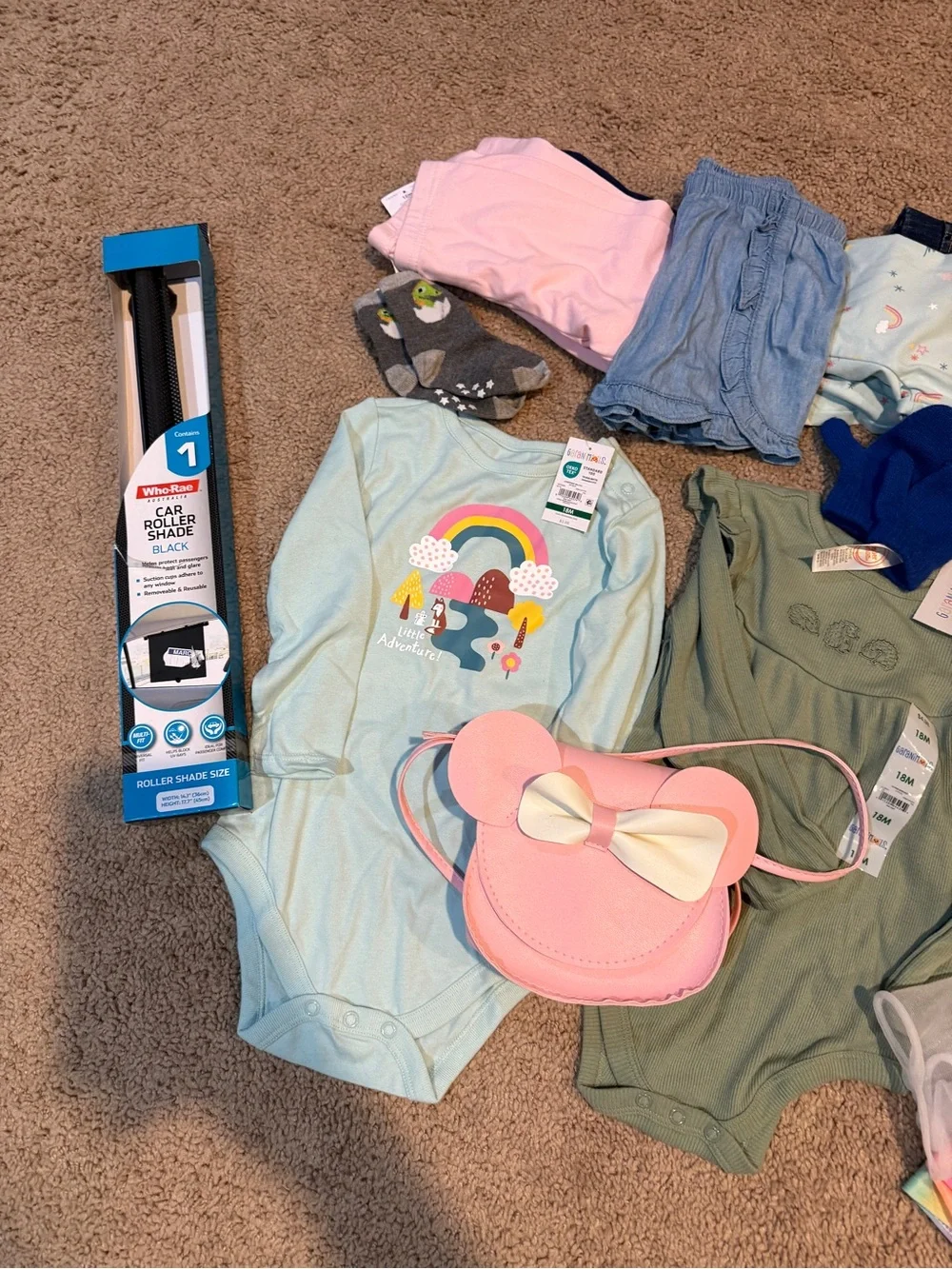 Little girl bundle of clothes 18mo-2T with bonus play purse and car window shade